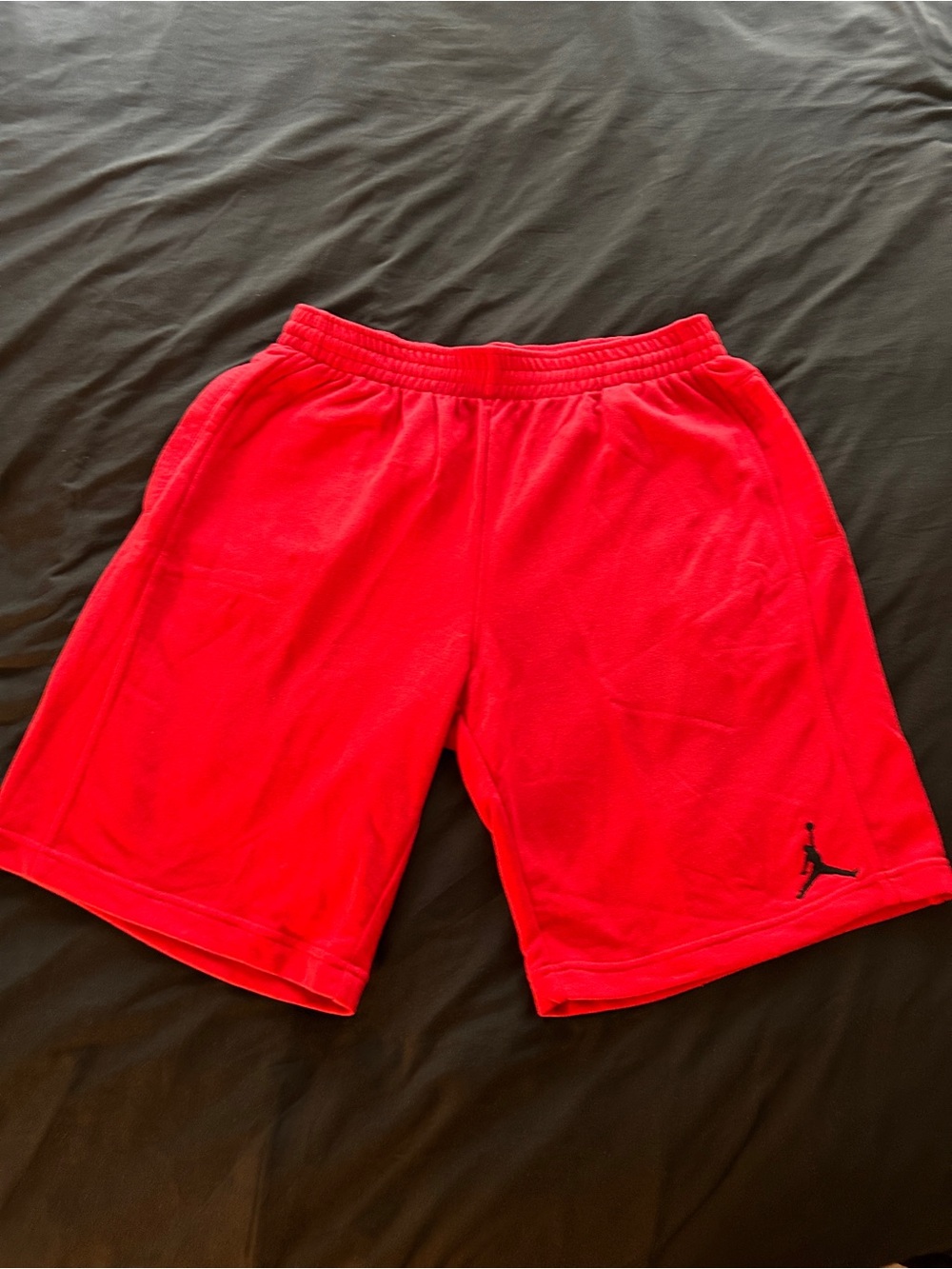 Jordan Bright Red Athletic Basketball Shorts with Black Jumpman